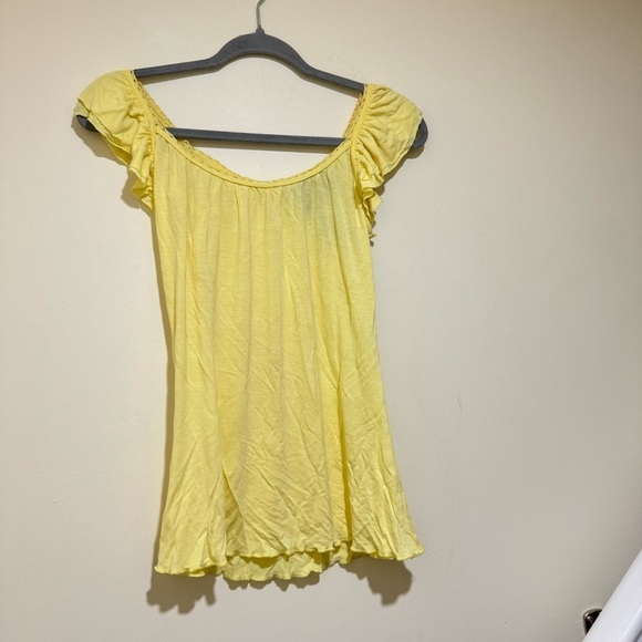 Women’s Y2K Dex Brand Yellow Lettuce Trim Flowy Soft Summer Tank Top Size: L - Picture 3 of 15